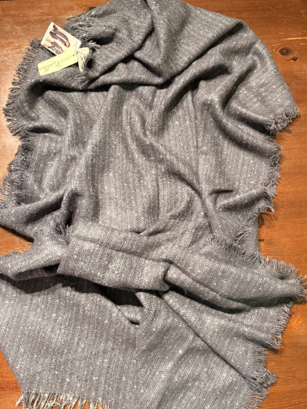 Grey Fringed Scarf/Wrap NWT by Simply Noelle